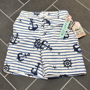 Kids Nautical Anchor Swim Trunks - Blue & White